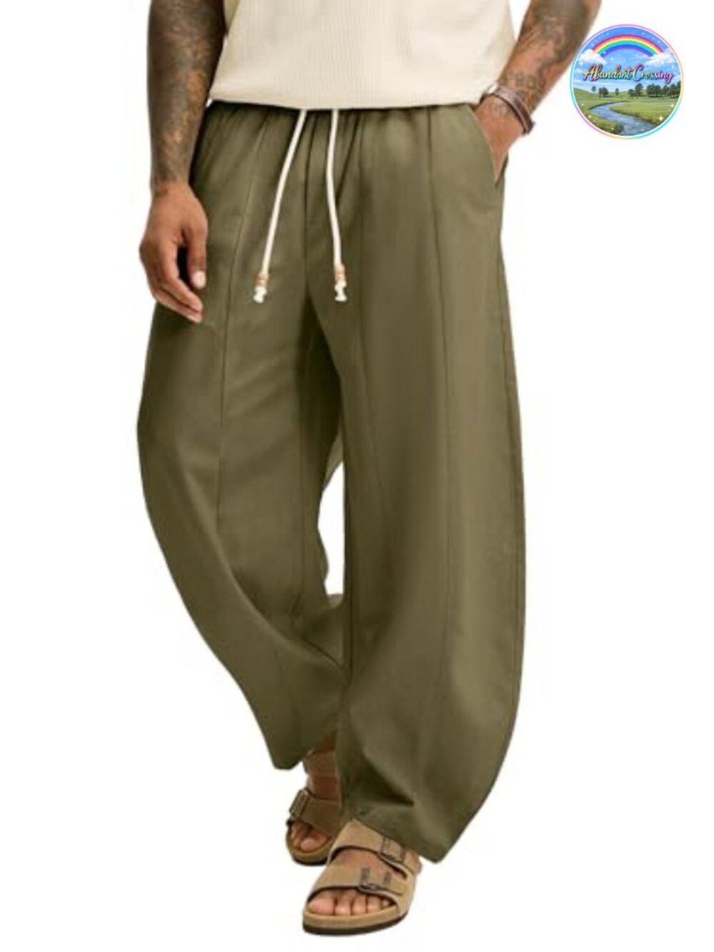 Men's Baggy Linen Cotton Drawstring Pants Summer Beach Vacation Palazzo